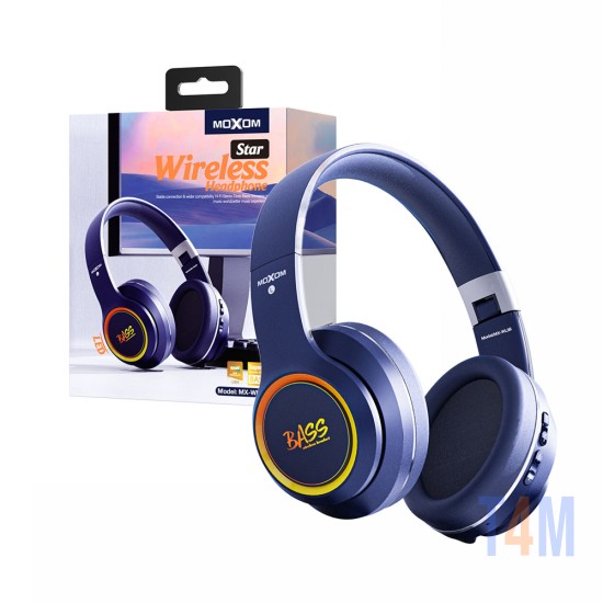 Moxom Star Wireless Headphones MX-WL56 with LED light Blue